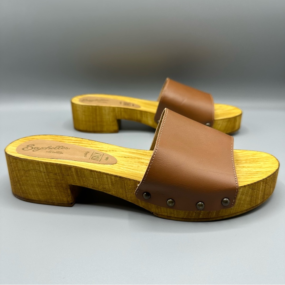 Seychelles Leather Slides Clog Sandals Women’s Size 9 Brown Made In Italy - Picture 4 of 12